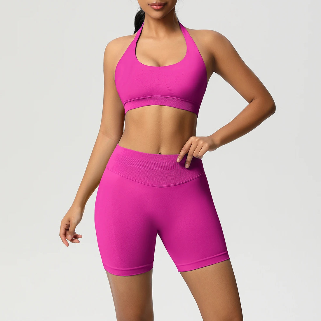 2PCS Sportswear Woman Sports Yoga Set Gym Clothes Yoga Suits For Women Tracksuits Sports Shorts Crossover Bra Gym Leggings - ATFH