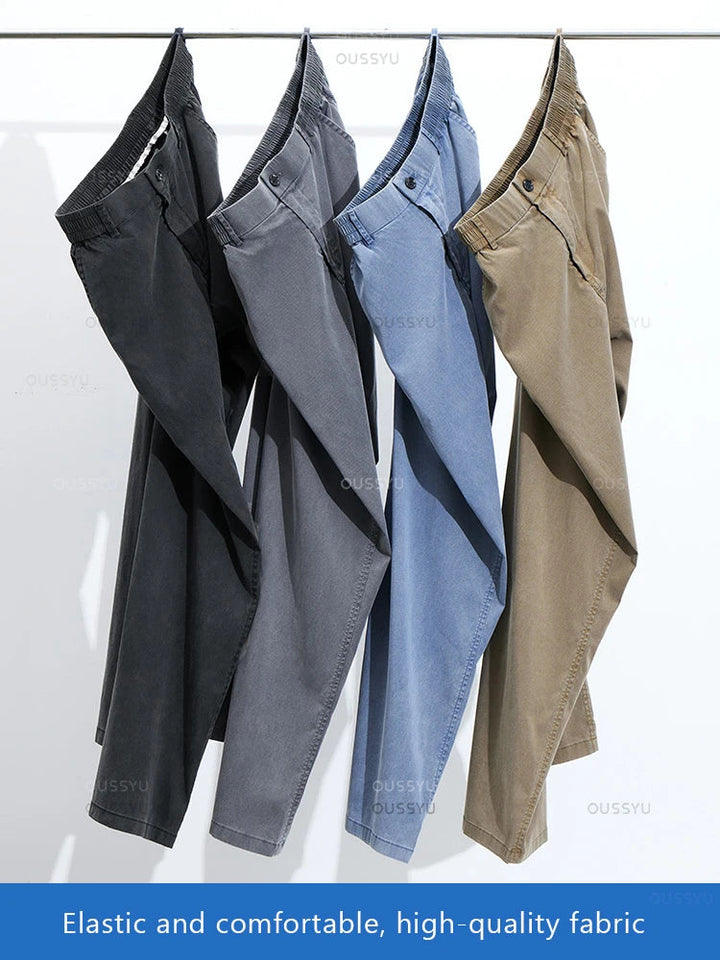 Summer Ultrathin Soft Lyocell Fabric Men's Jeans Breathe Loose Straight Pants Elastic Waist Korea Casual Trouser Plus Size M-5XL ATFH