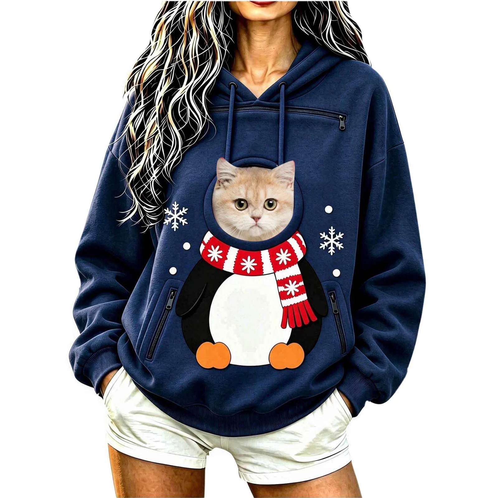 Kangaroo Dog Pet Holder Carrier Hoodie Men Women Matching Christmas Hoodie Funny And Cute Pattern Pet Pocket Hooded Sweatshirt