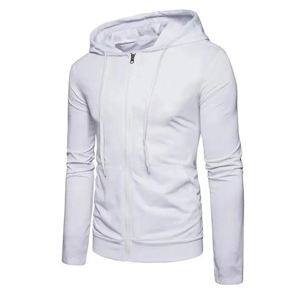Men's Fashion Fleece Zipper Sweatshirt Loose Casual Hoodie for Spring Autumn - ATFH