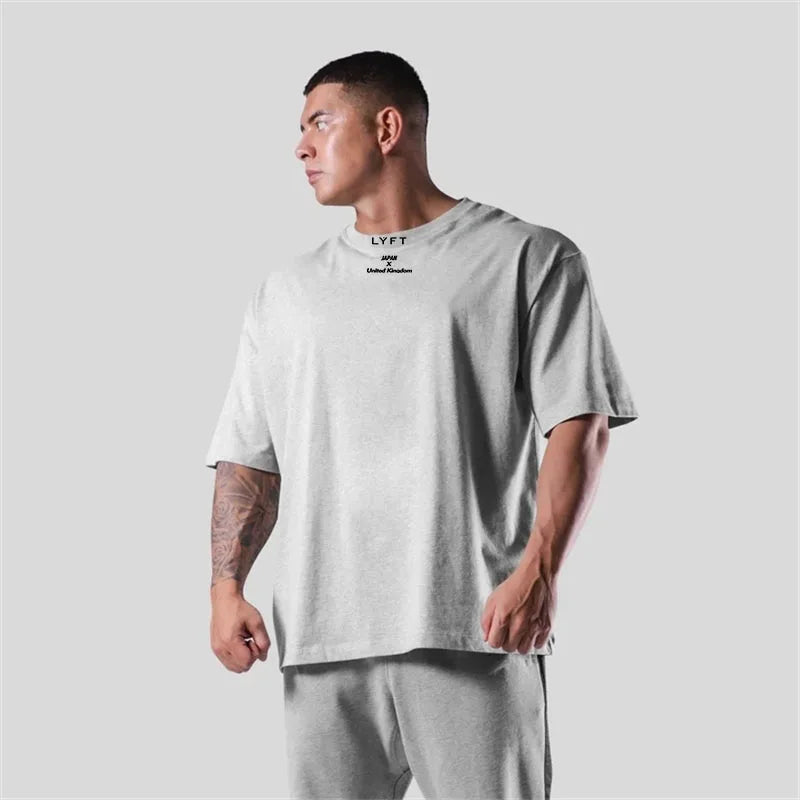 LYFT 100% Cotton Men's Gym T-Shirt Loose Fit Short Sleeve Sport Fitness Running Workout Training Shirt in Sizes M to XXXL ATFH