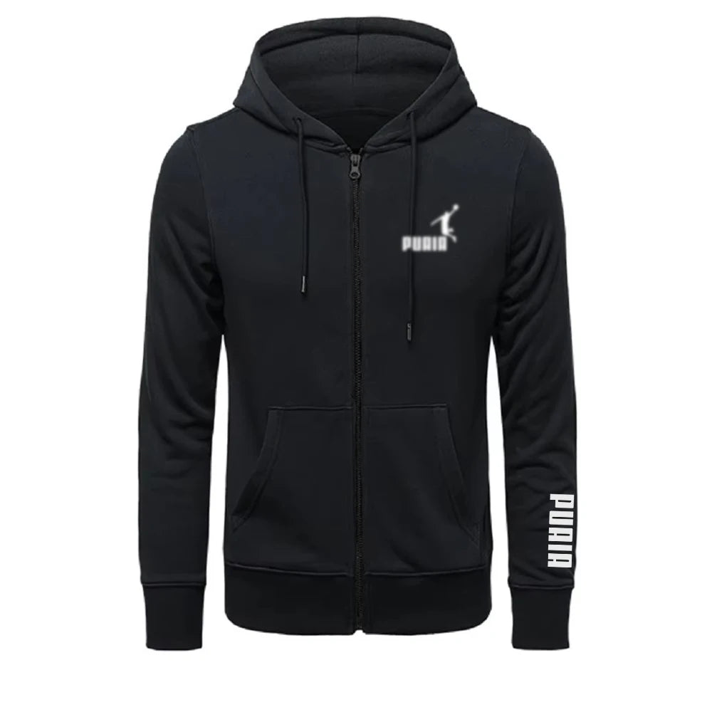 Men's zipper hooded pullover hoodie sweatshirt street rock long-sleeved loose jacket coat casual hooded sports shirt 20th centur - ATFH