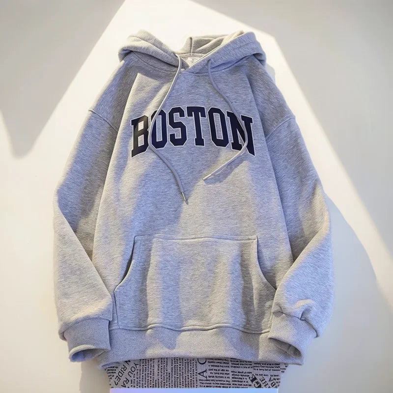 Hooded Hoodies Winter Clothes Woman Sherpa Abstract Lettering Youthwear Ribbed Hem Autunm Reducing Age Washable Apparel Abstract - ATFH