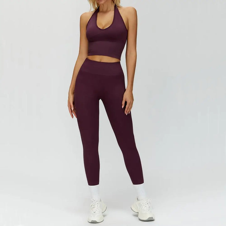 Seamless 2Pcs Yoga Pants Set Women Gym High Waisted High Support Fitness Leggings Push Up Seamless Edging Fitness Sports Bra ﻿ - ATFH