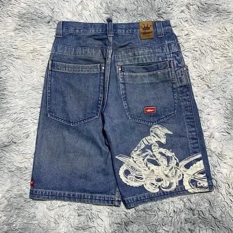 Big Boy Baggy Shorts New Harajuku Hip Hop Cartoon Graphic Embroider  Retro Denim Shorts Y2k Gym Basketball Shorts Women Clothing ATFH