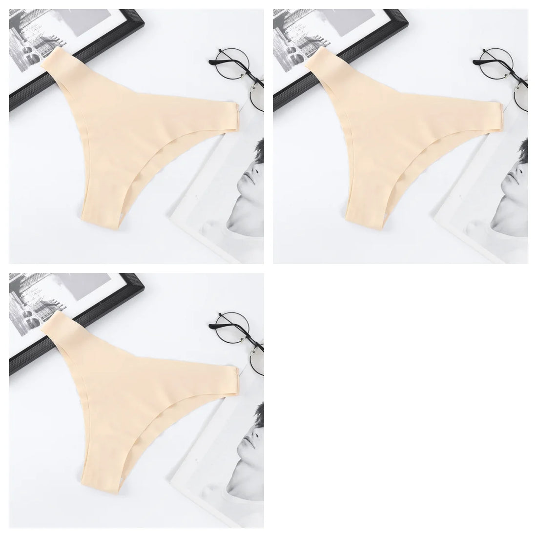 3Pcs/Set Women Ice Silk Panties V-Waist Low Rise Briefs Seamless Underwear Female Quick-Drying Underpants Sexy Lingerie S-L