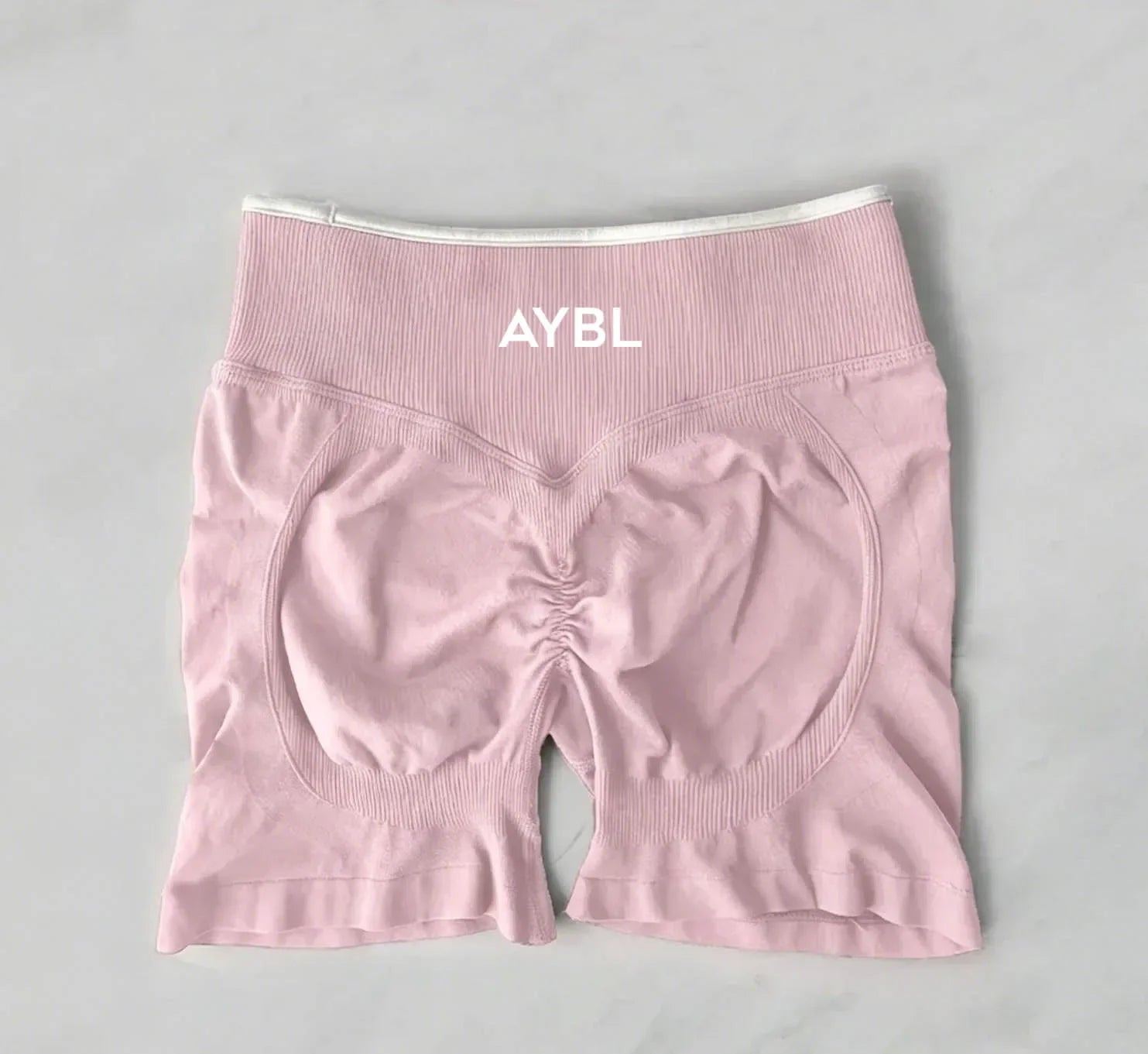 Short De Sport Blanc Sans Couture Pour Femme  Taille Haute, Effet Push-up, Ldéal Pour Le Yoga Et La Course A Pied