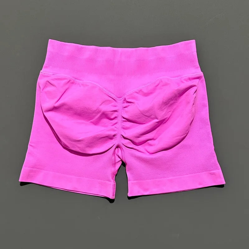 HISTELLO Impact Shorts Women Gym Workout Clothing Low Ribbed Band Sports Yoga Short Pants Seamless Butt Lift Running Leggings