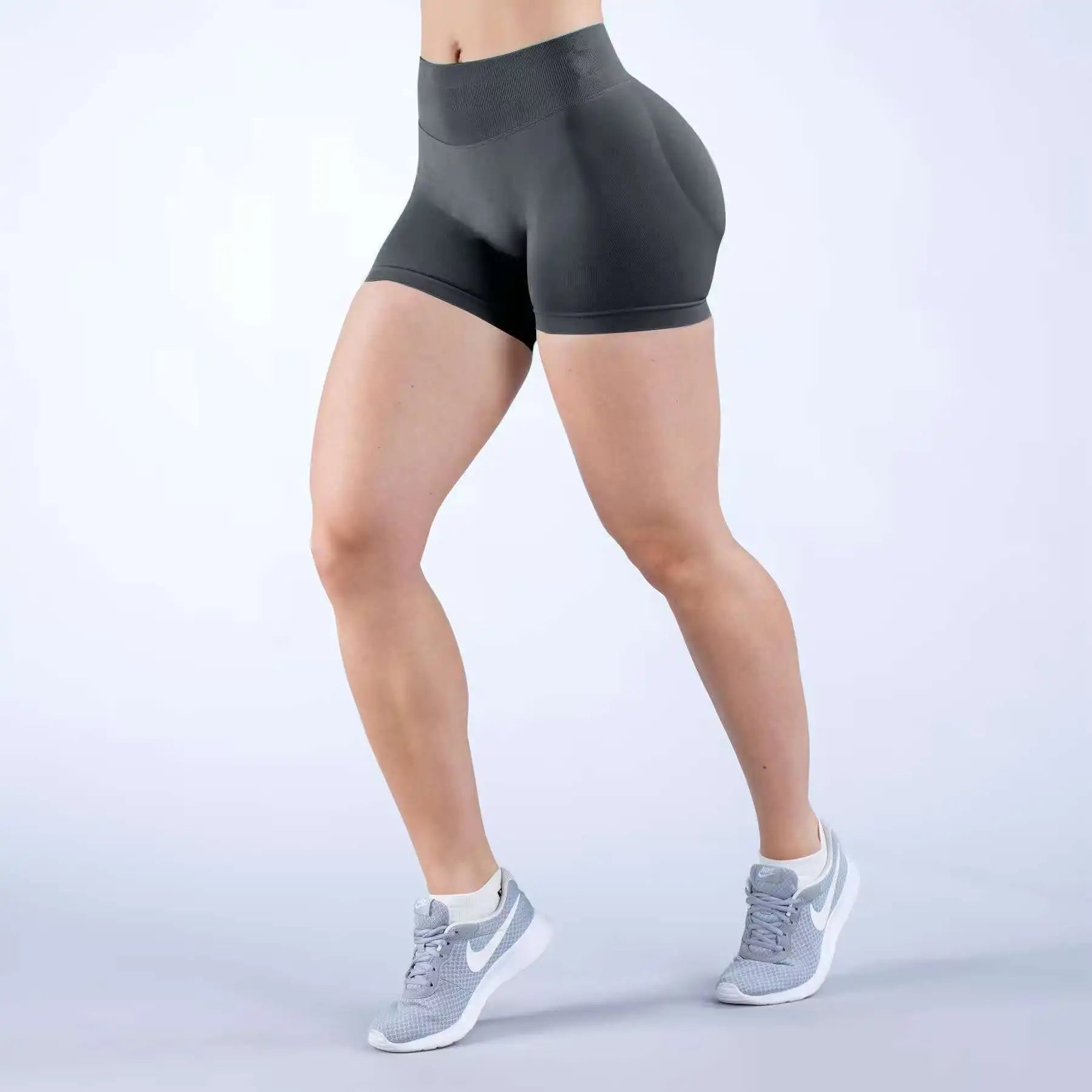 Women's Low-Rise Yoga Pants Three-quarter Length Shorts Tummy Control Workout Leggings Gym Fitness Running Seamless Tights