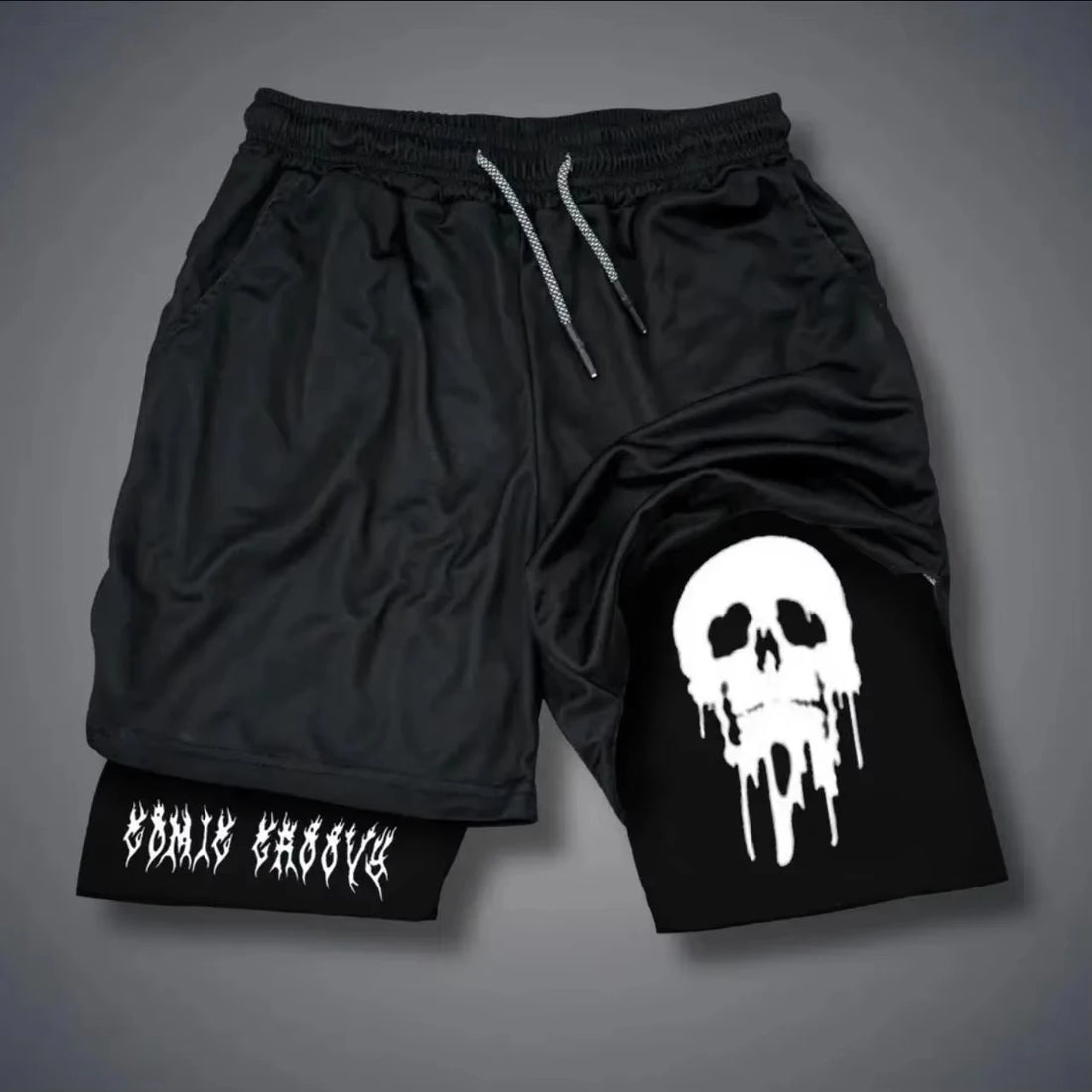 Men's Printed Shorts 2-in-1 Sweatpants Sports Exercise Running Pants with Mobile Phone Pocket Breathable Quick Dry Men Clothing