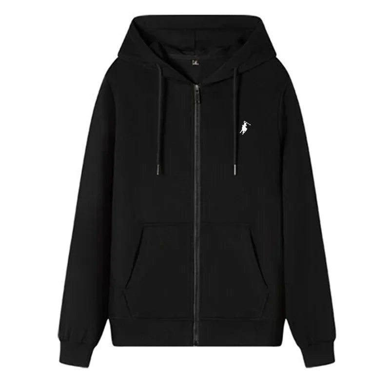 Men's Knit Hoodies New Autumn Winter Casual Zipper Sweatshirts Fashionable Outdoor Jogging Fitness Warm Sportswear - ATFH