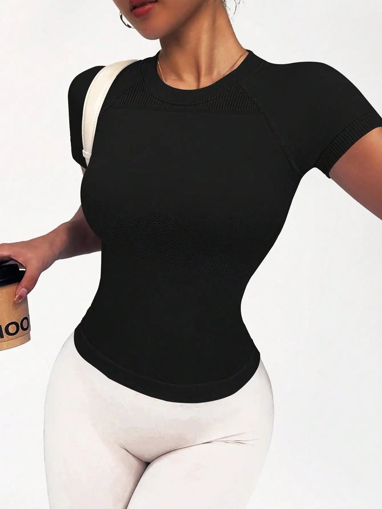 New unisex short-sleeved tops, long tops, breathable, highly elastic, slimming, suitable for yoga and running, can be worn daily - ATFH