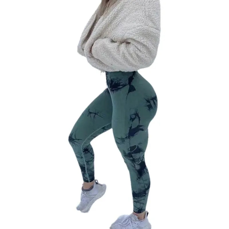 Women's Tie-Dye Seamless Peach Butt High Waist Butt Pants Stretch Fitness Yoga Pants - ATFH