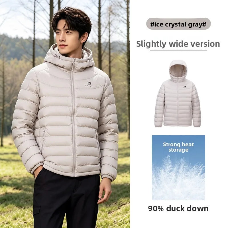 Golden Camel Winter Men Duck's Down Jackets Ultralight 650FP Windproof Waterproof Down Hooded Outdoor Camping Coat Hiking Jacket