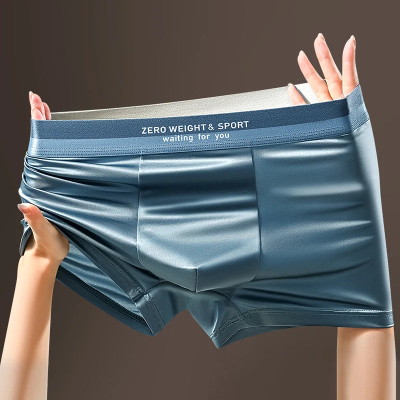Men's Boxer Shorts Ice Silk Underwear Plus Size Underpants Breathable Sexy Slim Panties Top Quality Lingerie Wholesale