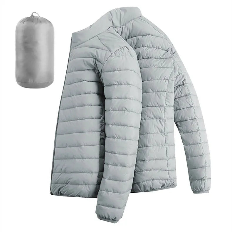 Men Hiking Down Cotton Jacket Hooded Lightweight Parkas Zip Pocket Fashion Outerwear Casual Padded Jacket and Coat Men Winter
