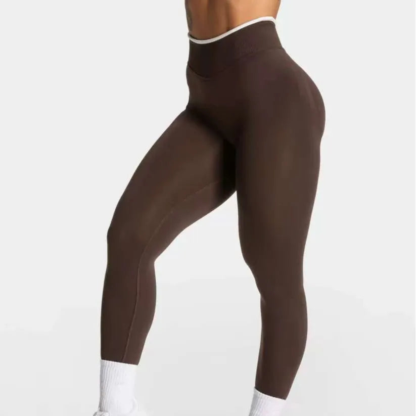 Contrast Seamless Yoga Pants Women's High Waist Hip-lifting Quick-drying Naked Soft Stretch Tight Slimming Peach Hip Fitness Pan ATFH