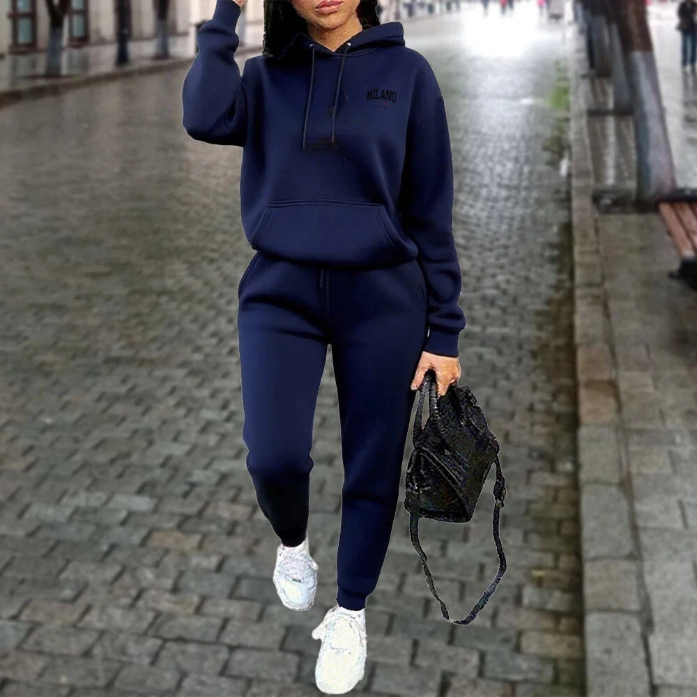 Autumn Winter Women Sets 2pcs Hoodies Pants Suit Sports Outfits Letter Print Aesthetic Clothes Ladies Tracksuit Running Fitness