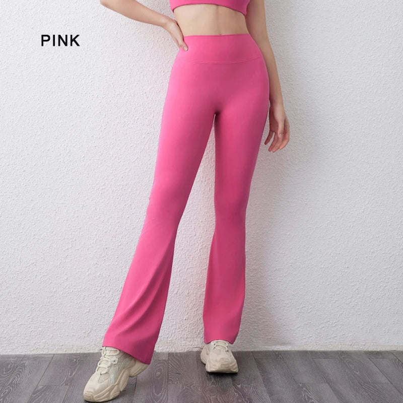 DIAS FIT JOY Peach flared pants for women's yoga high waisted and hip lifting tight pants wide leg fitness pants quick drying ATFH