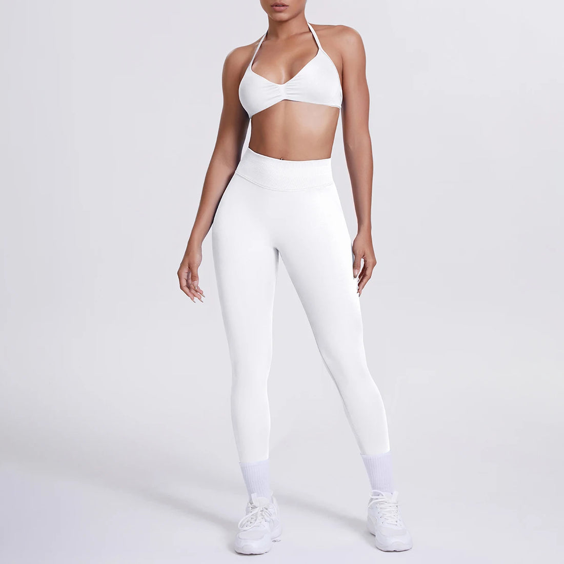 Women 2pcs Patchwork Sport Yoga Suit Training Sleeveless Sport Gym Tops Tummy Control Slimming Booty Leggings Yoga Suit Sports - ATFH