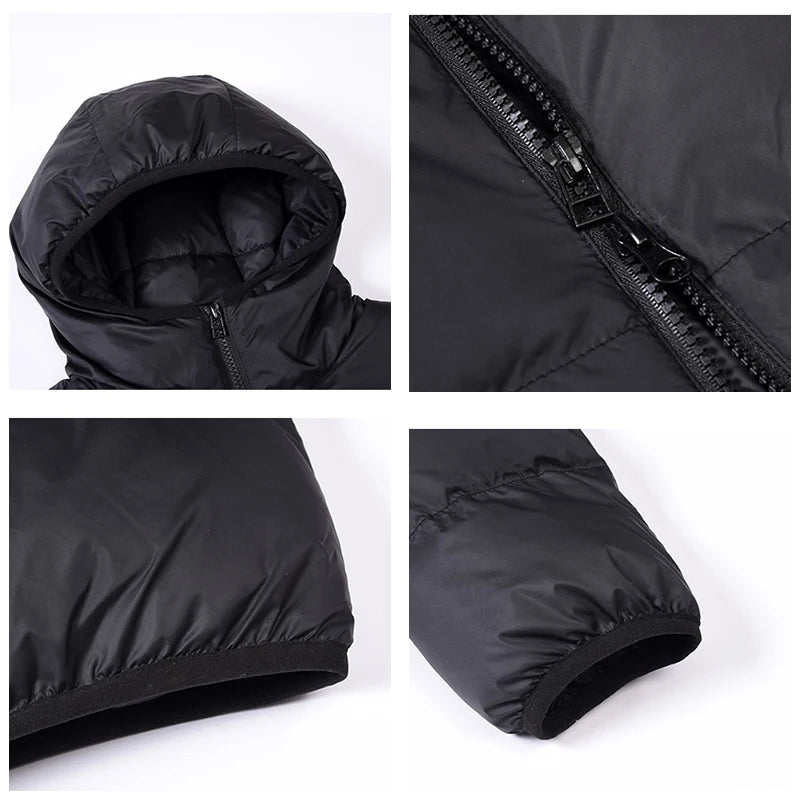 Man Simplicity Windproof Keep Warm Parkas New Fashion Solid Color Cotton Clothes 2024 Winter Thickening Hooded Leisure Man Coats