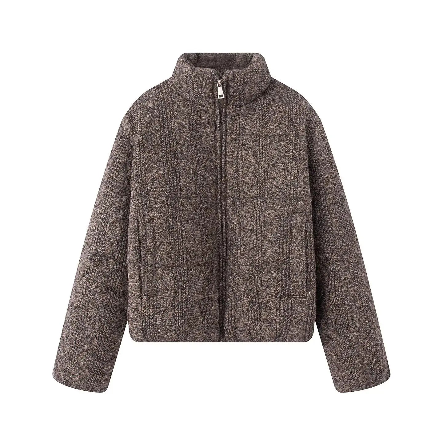 2026 New Autumn Winter Women's Fashion Jacket Elegant Eight-Strand Knitted Warm Thick Coat ATFH