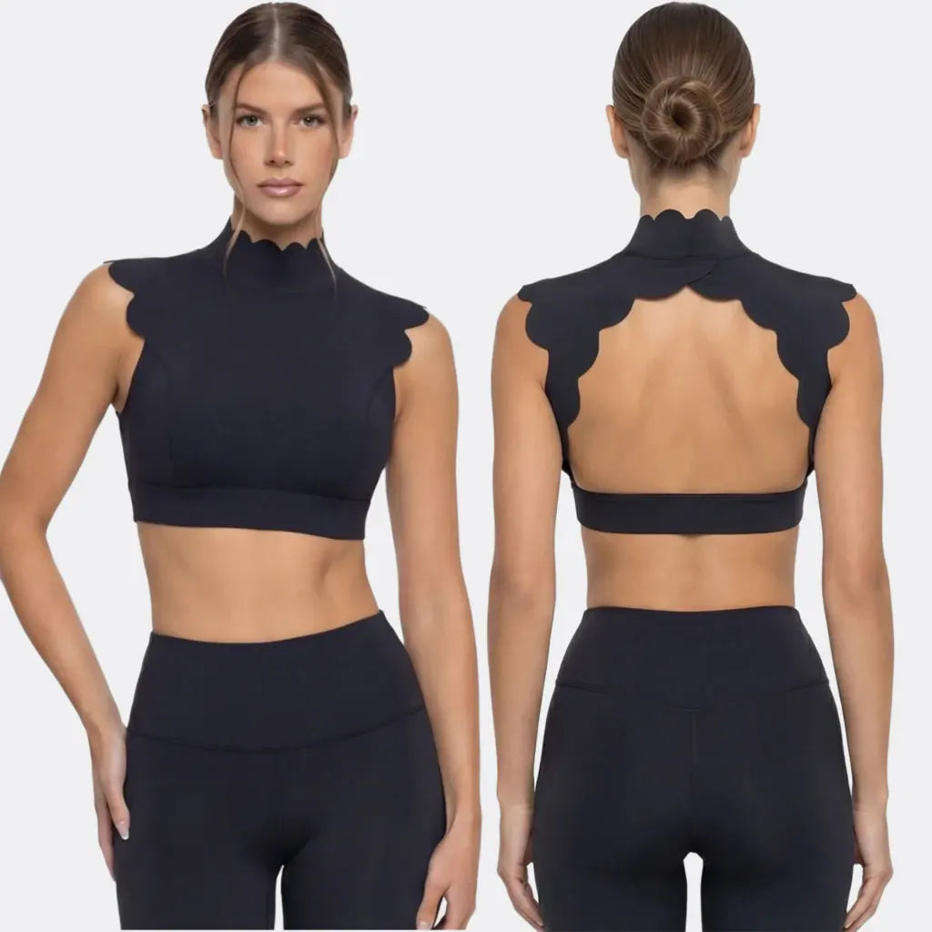 Backless Hollow-out Waistcoat Yoga Clothes High Waist Leggings Bras For Women Slimming Fit Running Workout Fitness Sportswear - ATFH