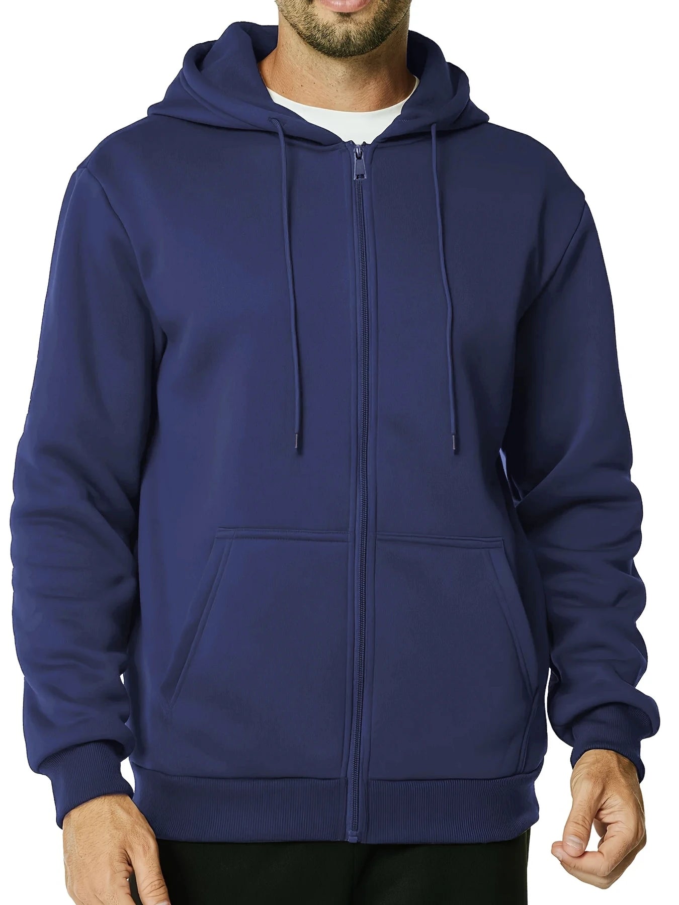 Men's casual sports zipper Hooded Jacket solid color Hooded Sweatshirts Men's Cardigan coat Casual Male Jacket Sportwear - ATFH