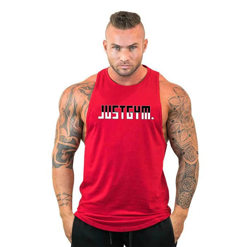 Running Vests Gym Bodybuilding Sleeveless Shirt Men's Fitness Tank Tops Workout Muscle Stringer Cotton Breathable Singlet