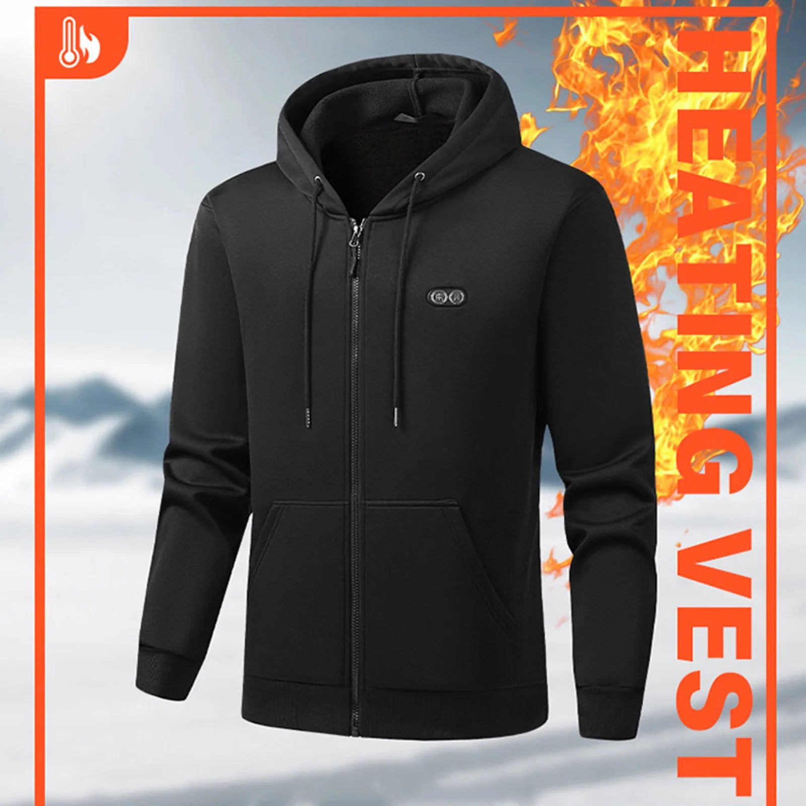 Men'S Hooded Sweatshirt Hot Sweater 17 Heating Warm Cardigan Jacket Overcoat Full Zipper Autumn Winter Casual Hoodies Tops - ATFH