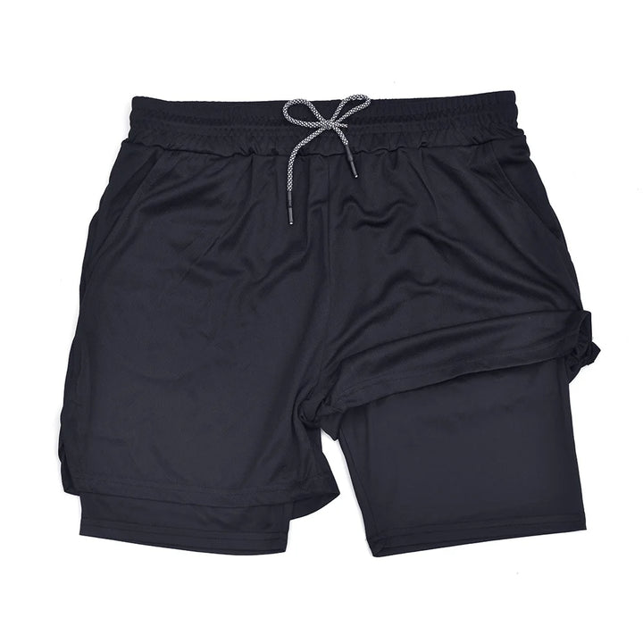 Men's Double Layer Fitness Shorts Men Gym Training 2 in 1 Sports Quick Dry Workout Jogging Deck Summer