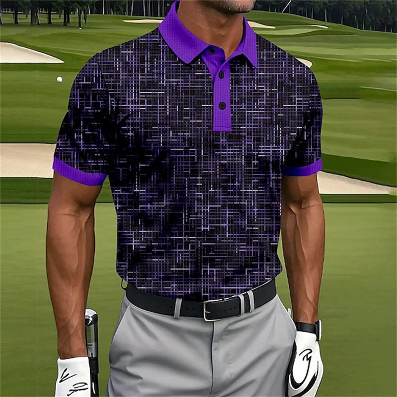 New Men'S Polo Shirts 3d Stripe Printed Men'S Clothing Summer Casual Short Sleeved Golf Shirt Street Men Designer Tops Tees