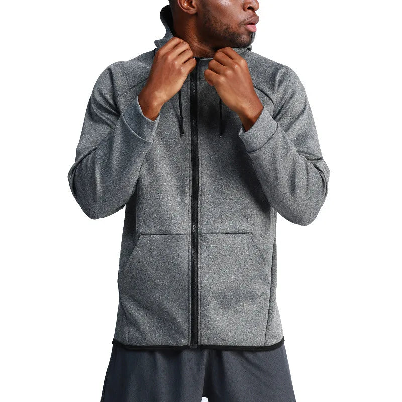 Custom LOGO men's autumn and winter sportswear basketball training jacket outdoor running quick-drying fitness hoodie jacket top - ATFH