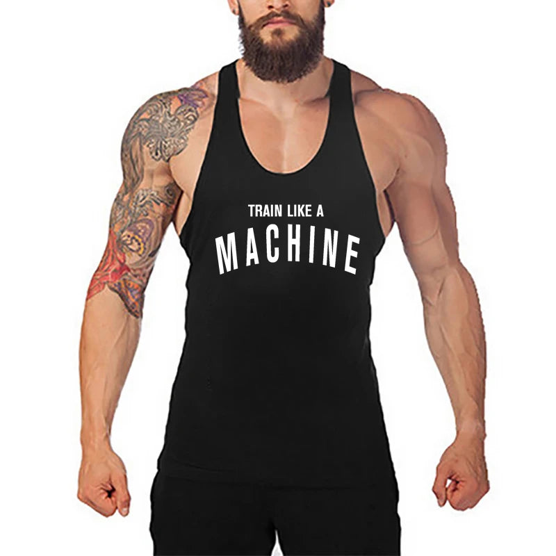 Men's Summer Breathable Gym Clothing for Men Cotton Running Vests Fitness Tank Tops Loose Workout Stringer Sleeveless Shirt