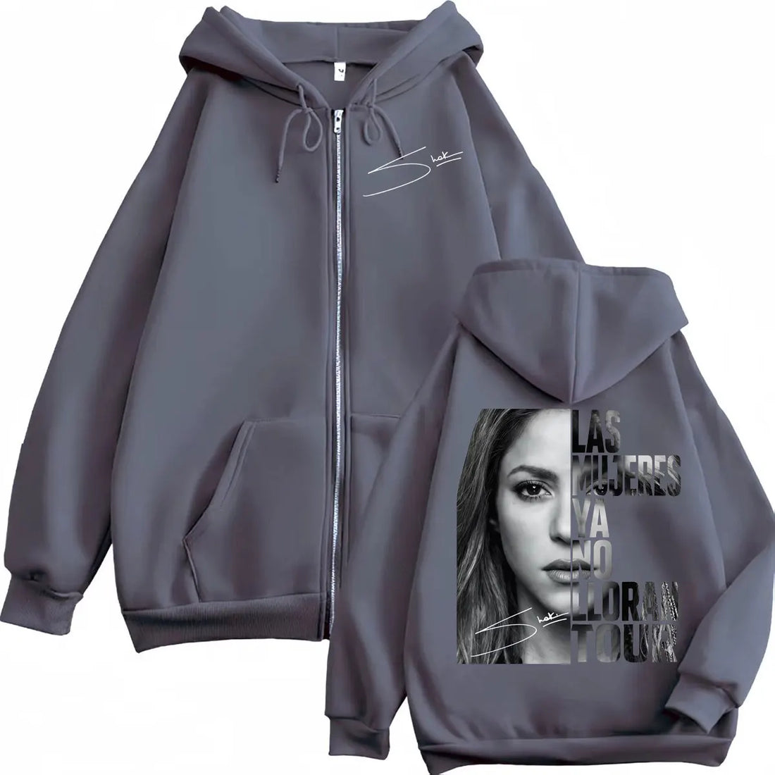 Shakira Las Mujeres Ya No Lloran World Tour 2026 Zipper Hoodie Vintage Hip Hop Zip Up Pullovers Unisex Casual Fashion Sweatshirt
