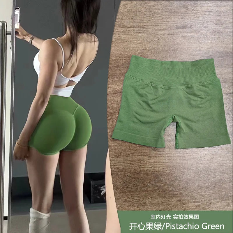 Women's Low-Rise Yoga Pants Three-quarter Length Shorts Tummy Control Workout Leggings Gym Fitness Running Seamless Tights