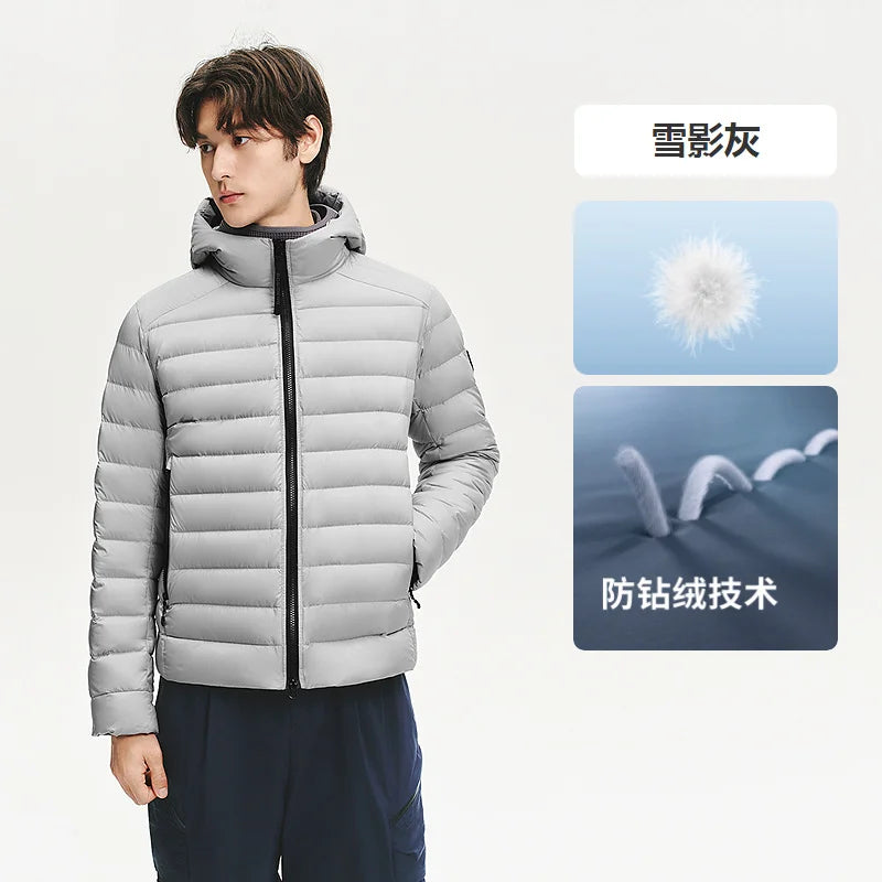 Men's Hooded Quilted Goose Down Jacket Cloud Feel Lightweight Warm Water Repellent for Winter bosideng