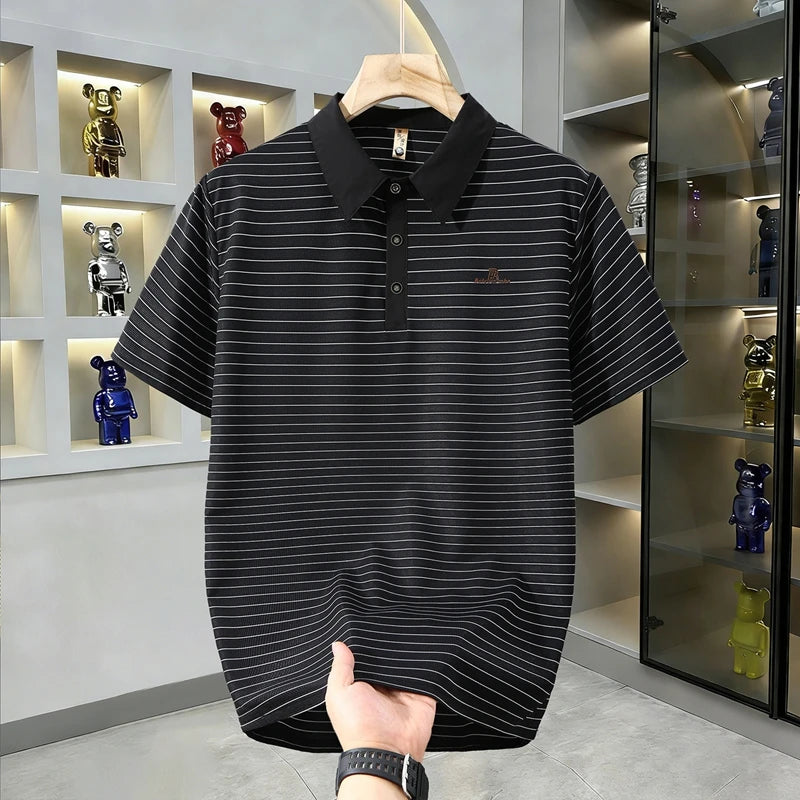 Plus Size Short-Sleeved Polo Shirts  Men Summer Loose Trendy  Business Casual Turn-Down Collar T-Shirts Big Tall Guys190kg12XL