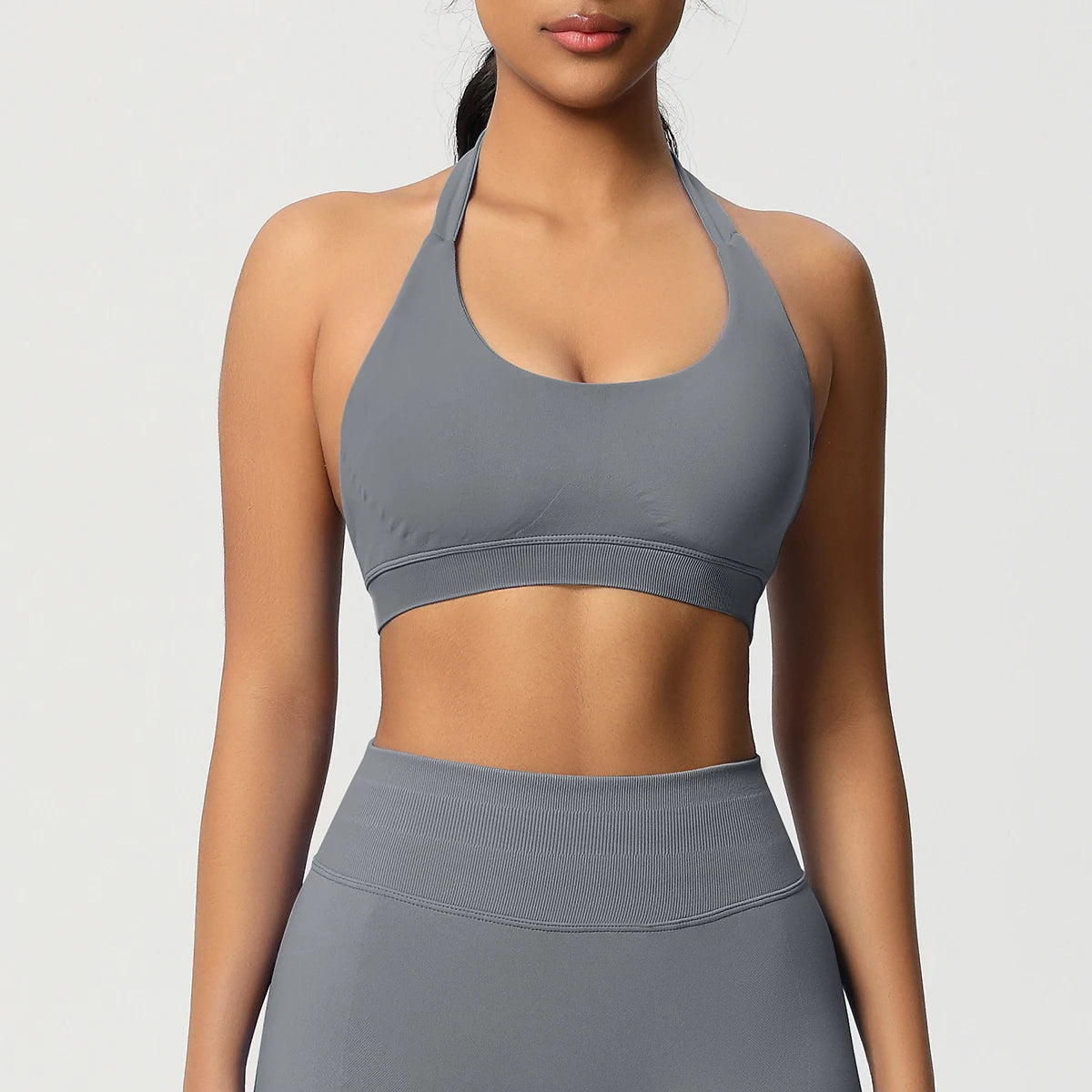 High Stretch Sports Bra Women Halter Seamless Yoga Bra Padded Backless Sports Bras Gym Crop Top Push Up Workout Yoga Tops Woman - ATFH