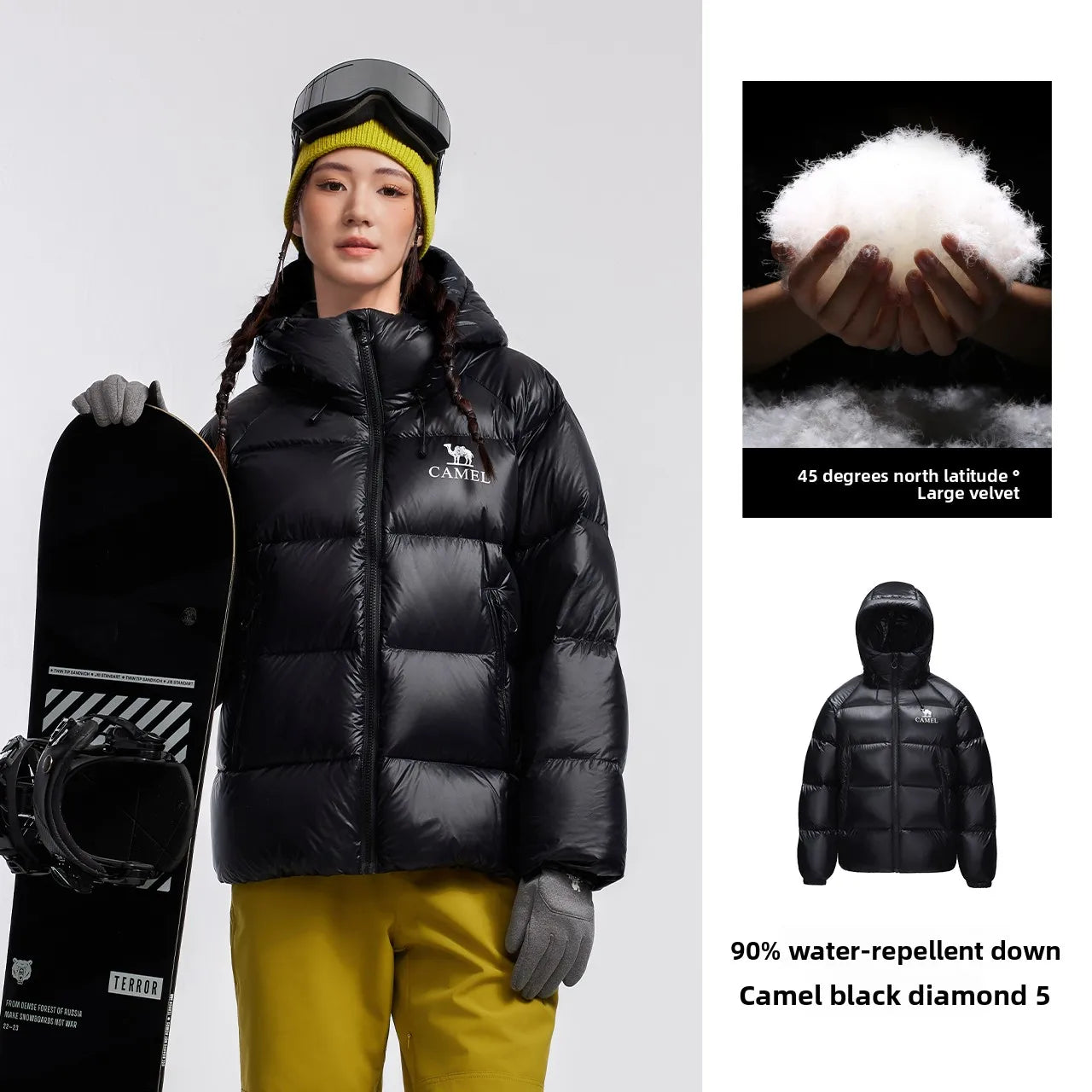 GOLDEN CAMEL Black Diamond 5PRO Down Jackets Women Men Thickened Windproof Coats Water-Repellent Fleece Hooded Puffer Jacket