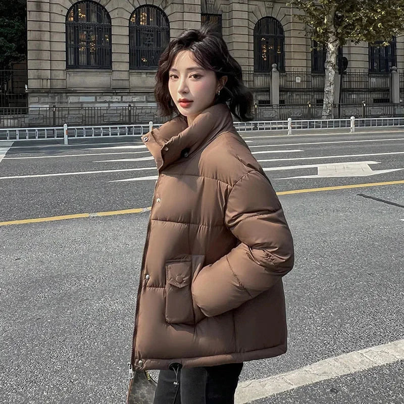 2026New Down Cotton-Padded Jacket Women Short Parkas Korean Winter Loose Warm Cotton Coat Bread Outwear Fashion Female Overcoat