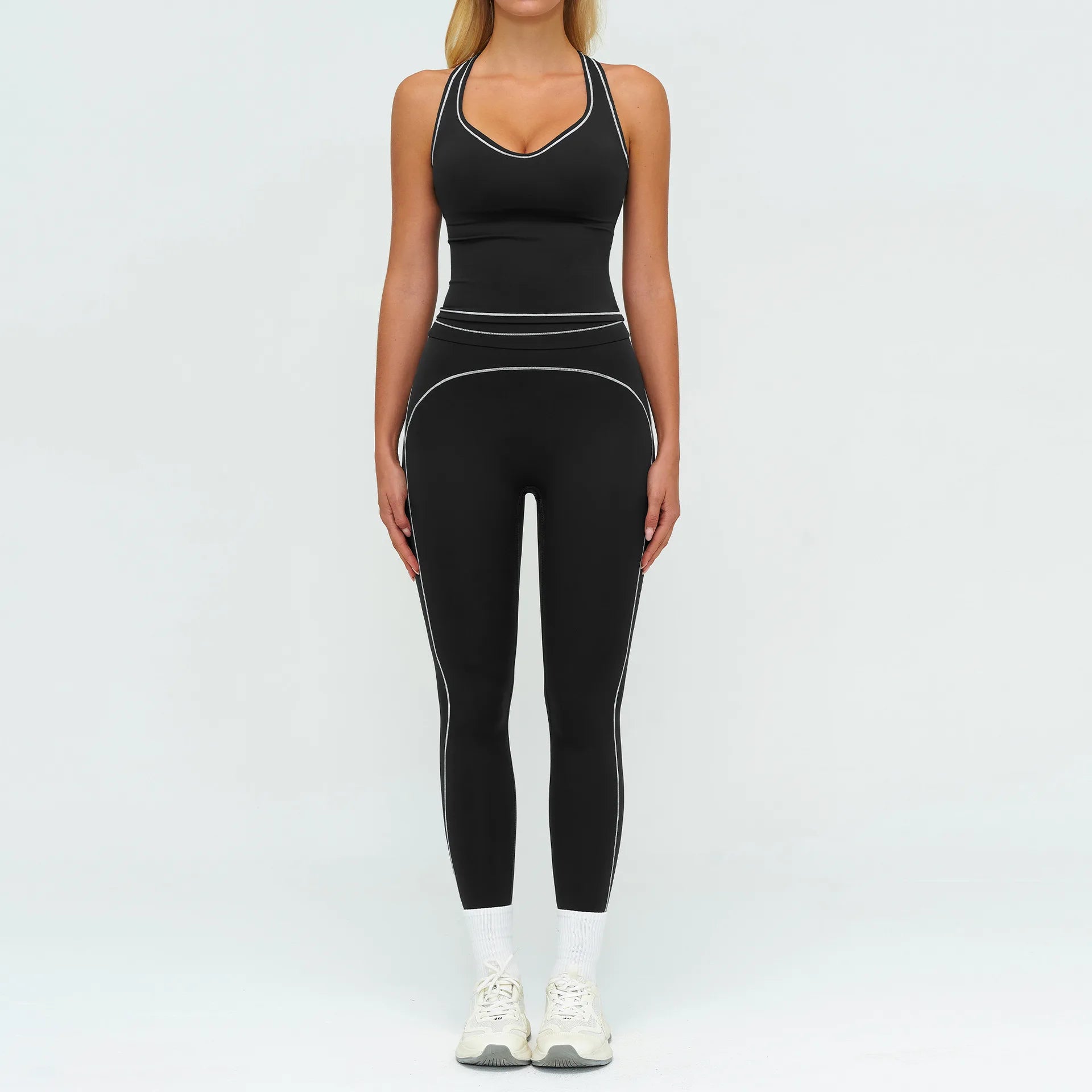 2PCS Yoga Set Gym Clothes Outdoor Sports Outfits Women Tracksuit Gym Fitness Suits Workout Long Sleeved Flared Pants Sportswear - ATFH
