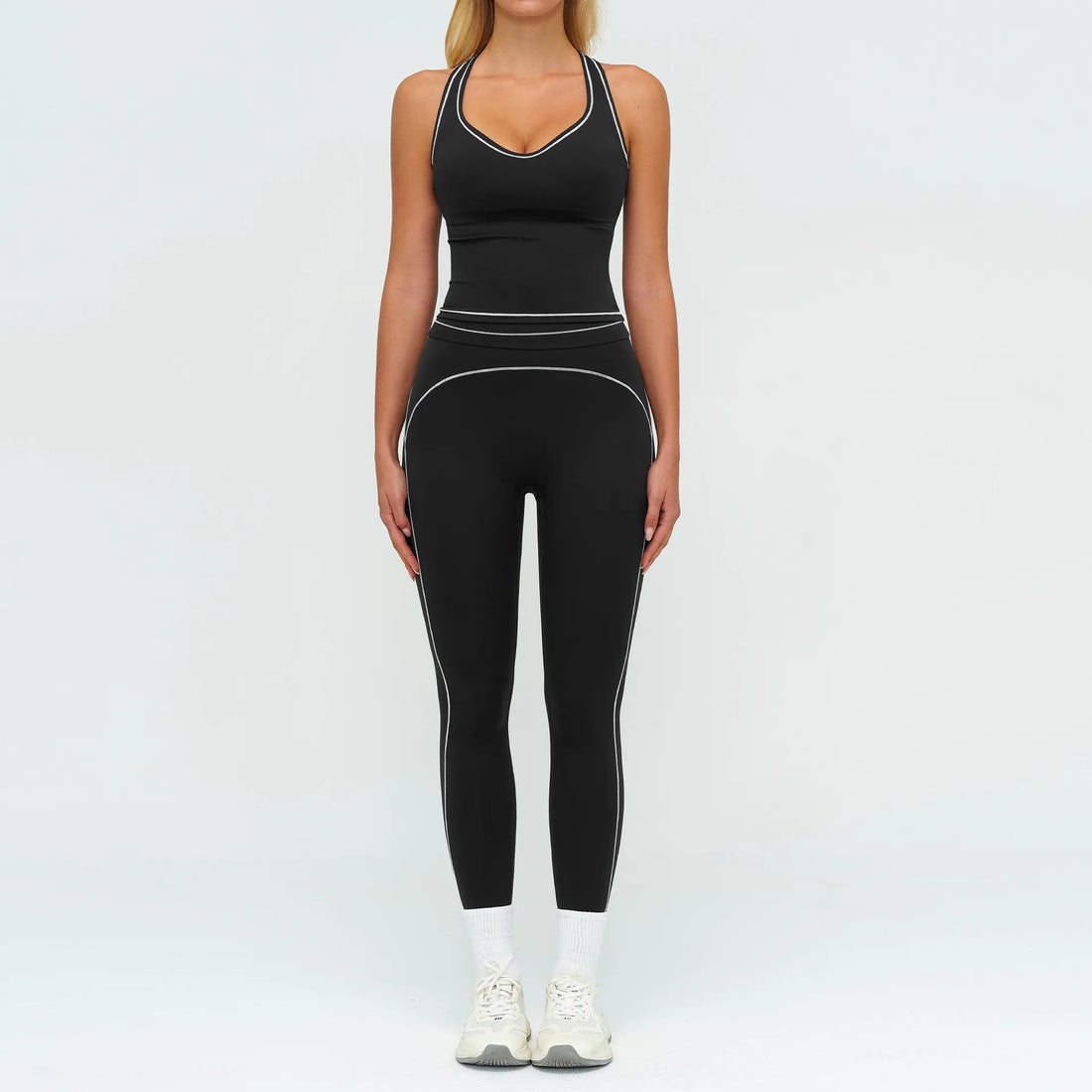 2PCS Yoga Set Gym Clothes Outdoor Sports Outfits Women Tracksuit Gym Fitness Suits Workout Long Sleeved Flared Pants Sportswear - ATFH