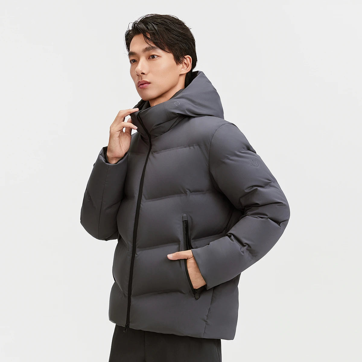 Bosiden Mens Winter Goose Down Jacket Slim Fit Hooded Thermal Coat Windproof Outdoor Parka