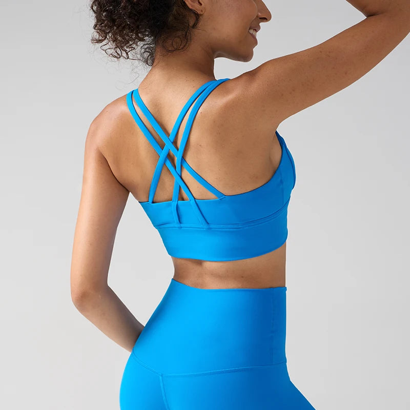 Solid Color Women Women Fitness Yoga Bras Race Back Sports Bras Nylon Top Women Bra Sexy Breathable Underwear For Women Gym - ATFH