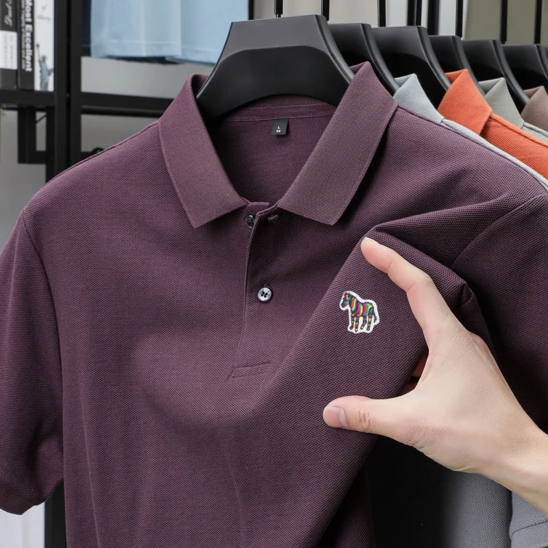 High end Men's Summer New Short Sleeve Breathable Polo Shirt Custom T-shirt Half Sleeved Exquisite Brand Pony Embroidery Top