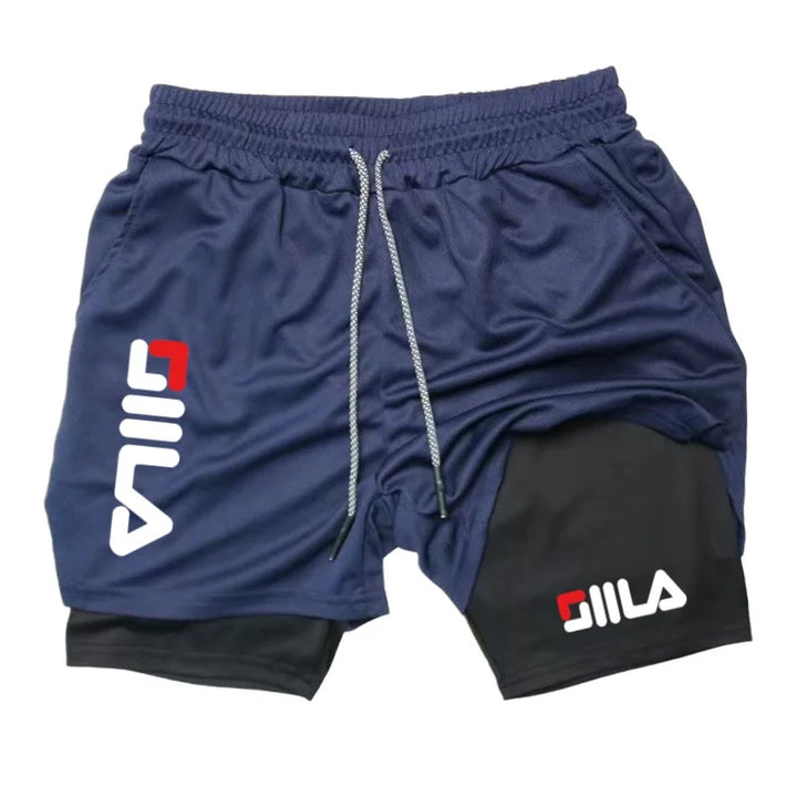 2026 Men's Fashion Double Layer Athletic Shorts Sports Shorts, Double Layer Quick Dry Basketball Muscle Gym