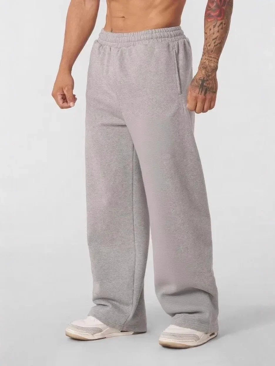 2025 Men's Retro Y2K Straight Leg Pants Loose Fit Joggers Hip Hop Style Casual Sweatpants for Outdoor Gym Activities