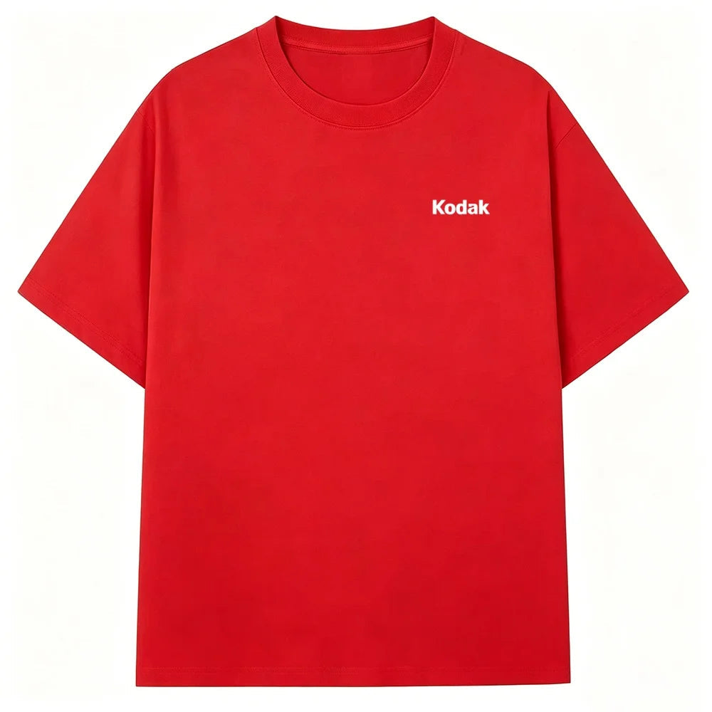 Kodak Mini Logo T-Shirt, Cream Beige Small Print Tee, Cotton Crewneck for Men & Women Retro Casual Streetwear ATFH