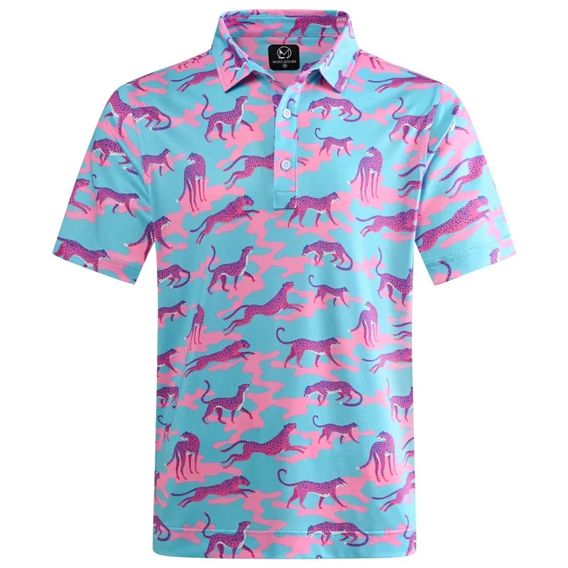 Hawaiian Plants Polo Shirt Man Summer 3D Print Leaves Flower Short Sleeve Golf Polo Shirts Oversized Street Tops Shirt Clothes